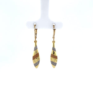 Tri-Tone Gold Dangle Earrings - Fifth Avenue Jewellers