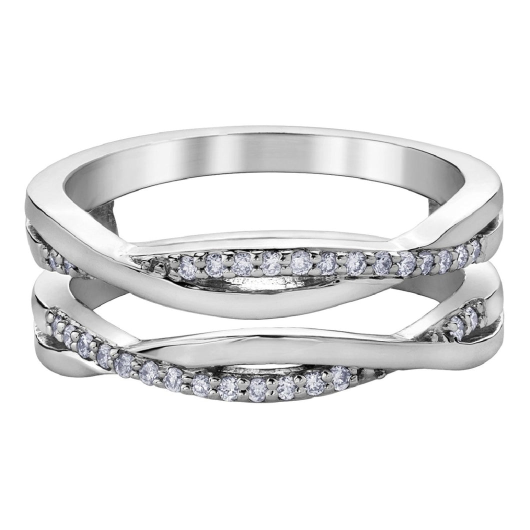 Twisted Double Band Diamond Ring in White Gold - Fifth Avenue Jewellers
