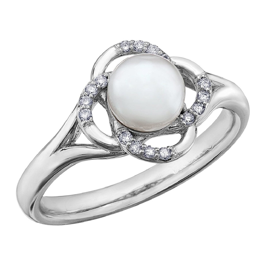 White Gold Pearl And Diamond Ring DD3077 - Fifth Avenue Jewellers