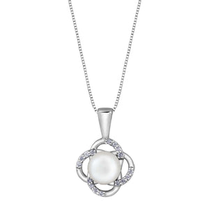 White Gold Pearl Pendant With Diamond Accents DD3078 - Fifth Avenue Jewellers