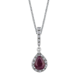 White Gold Ruby Drop Pendant With Diamond Accents DD7247 - Fifth Avenue Jewellers