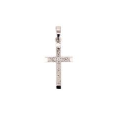 Wild Rose Engraved Gold Cross - Fifth Avenue Jewellers