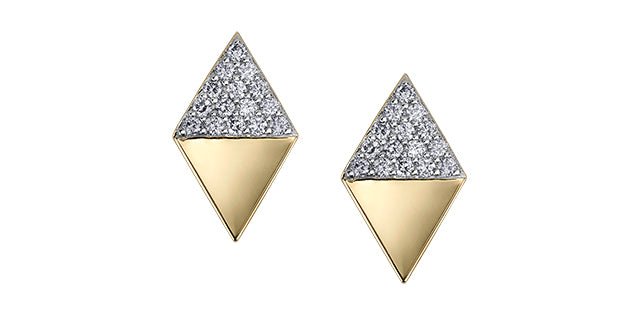 Yellow Gold Diamond Shaped Earrings - Fifth Avenue Jewellers