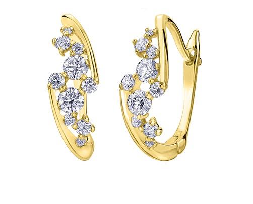 Yellow Gold Diamond Wave Hoop Earrings - Fifth Avenue Jewellers