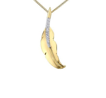 Yellow Gold Feather Pendant Necklace - Fifth Avenue Jewellers
