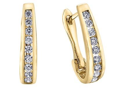 Yellow Gold Oval Diamond Hoops - Fifth Avenue Jewellers