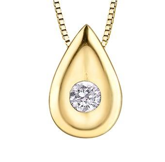 Yellow Gold Tear Drop Diamond Pendant - Fifth Avenue Jewellers
